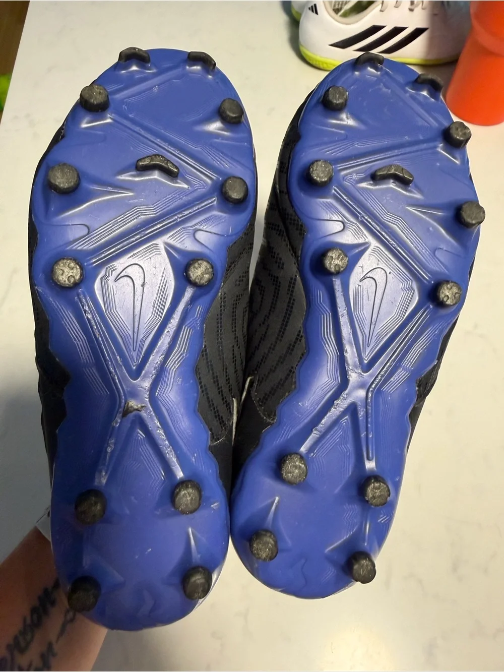 Nike Black & Blue Slip-On Indoor Soccer Shoes